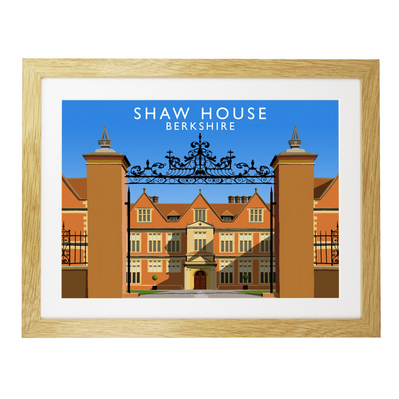 'Shaw House' by Richard O'Neil - Print, Oak Wood Frame, 44 cm H x 54 cm W x 2.2 cm D