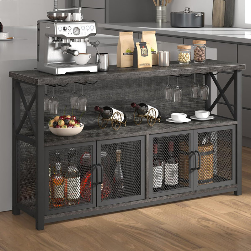 34cm Bar Cabinet, Dark Grey Oak