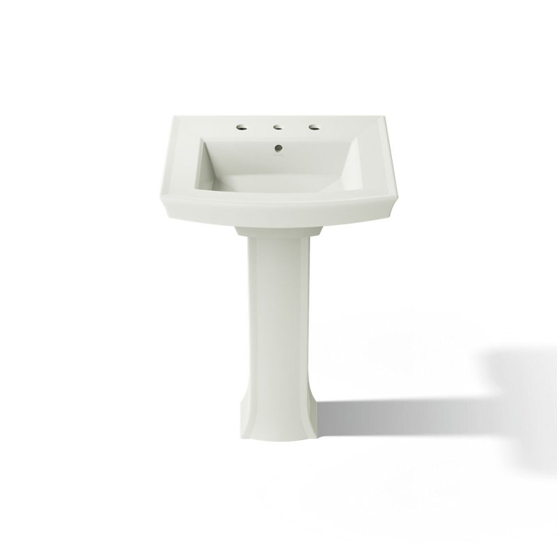 Archer 24" Rectangular Pedestal Bathroom Sink with Widespread Faucet Holes, 8" Centers, Dune
