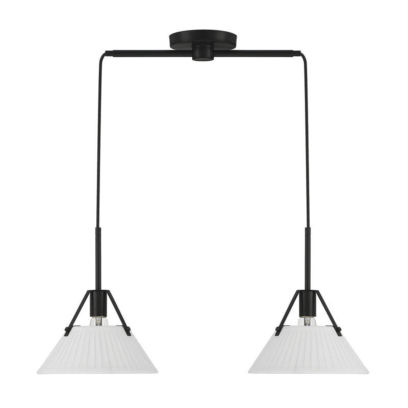 2 - Light Dimmable Geometric Chandelier, White, Black