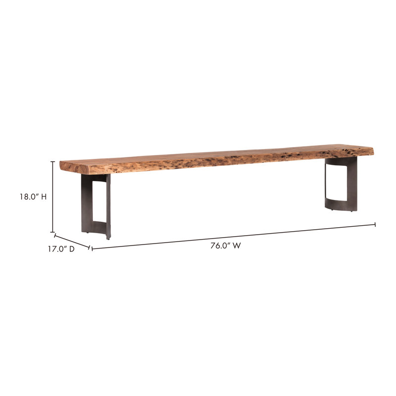 Kenmore Solid Wood Bench, 18" H x 76" W x 15" D, Brown