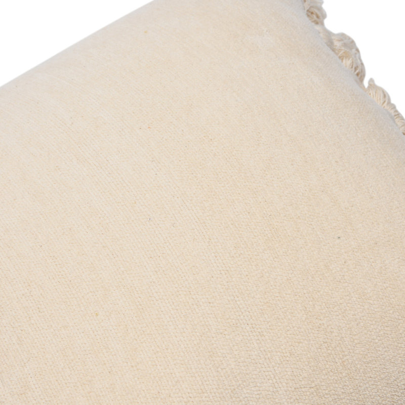 Cream Cotton Chenille Lumbar Pillow with Tassels
