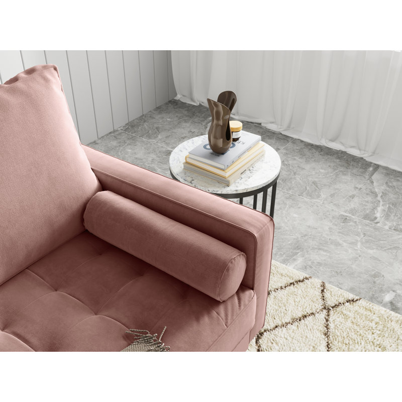 Maeesha 58" Velvet Square Arm Sofa Loveseat, Rose Velvet