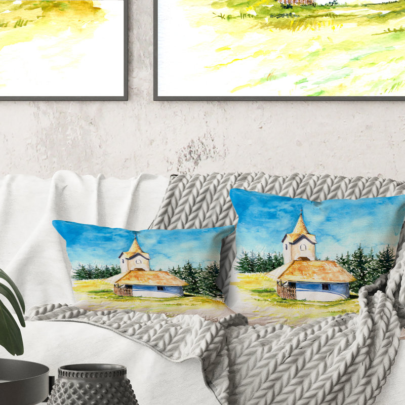 Coussin Little Village Church In The Pine Trees I, 16 po x 16 po