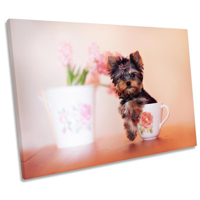 Yorkie Puppy Teacup - Wrapped Canvas Print