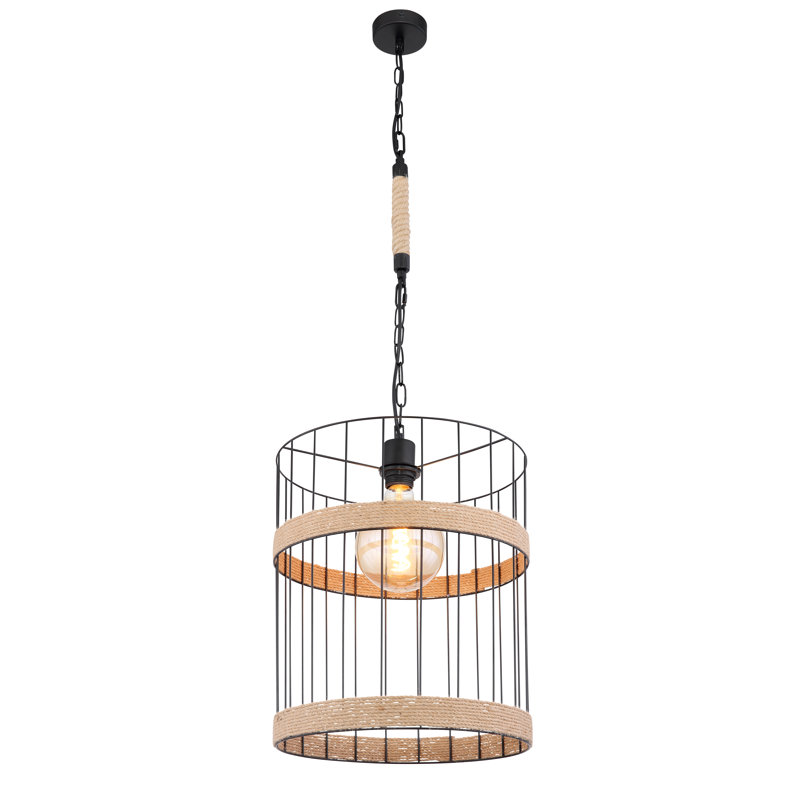 Alethea 1 - Light Black Drum Pendant, 145cm H x 10cm W x 10cm D