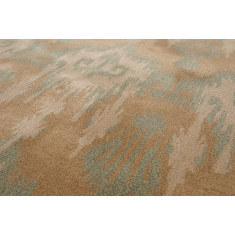 Tapis brun clair en laine touffeté à la main Ikat