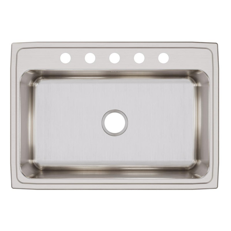 Évier de cuisine encastrable L 31 po x l 22 po Lustertone, 5 trous, Chrome