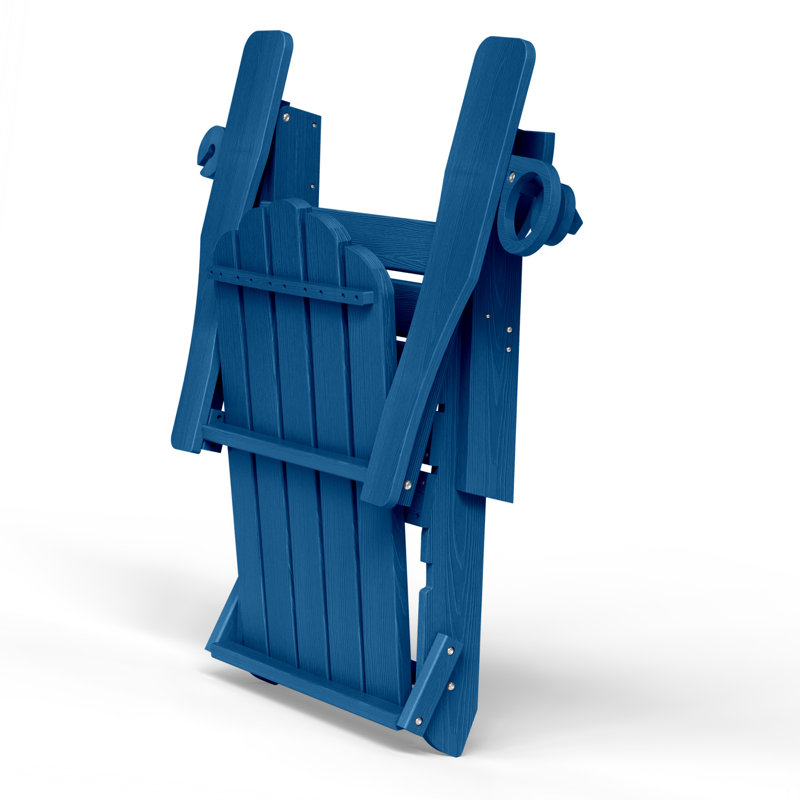 Fauteuil Adirondack pliable surdimensionné en PEHD résistant aux intempéries avec porte-gobelet, Marine