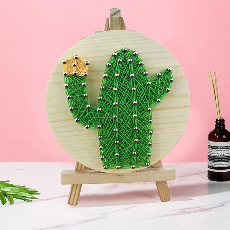 Ensemble de bricolage à cordes avec support - Cactus. Trousse d'artisanat Wizardi F07-M12-1-DHAA28289