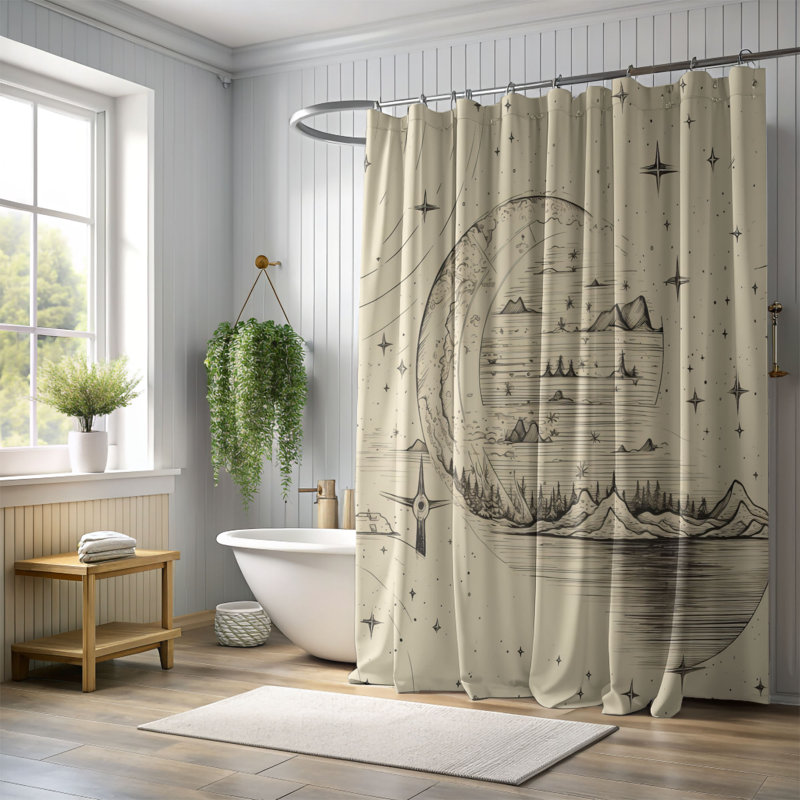 Noyack Abstract Shower Curtain, 74"H x 71"W