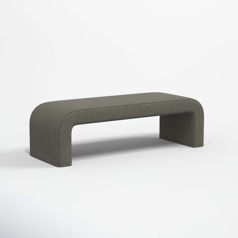 Barley Upholstered Bench, Zuma Charcoal Textured Linen
