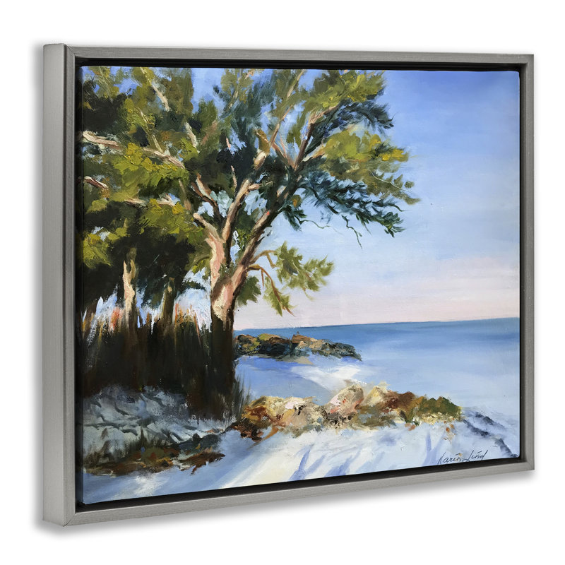 "White Sand Beach", art mural encadré par Karen Lind, Cadre flottant gris lustré, H 25 po x l 31 po