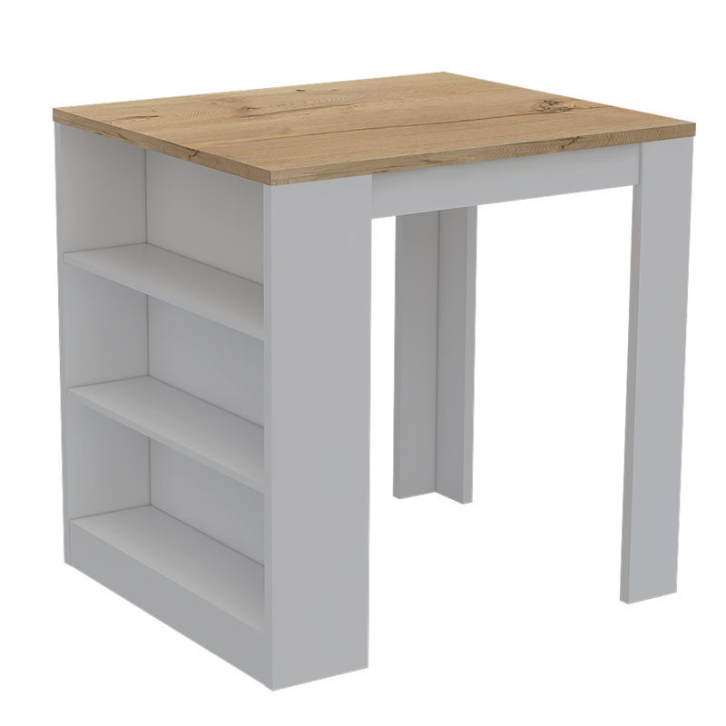 Farley 2-Piece Kitchen Set wth Kitchen Island and Kitchen Cart, White/Light Oak