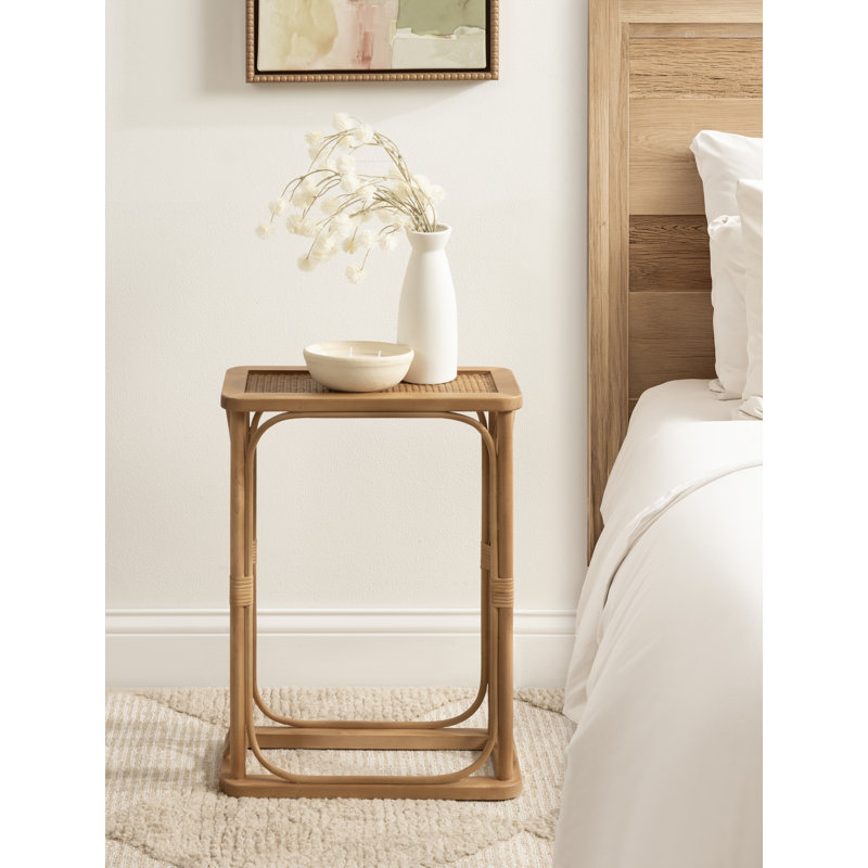 Bonaire Coastal Slim Rectangle Rattan Side Table