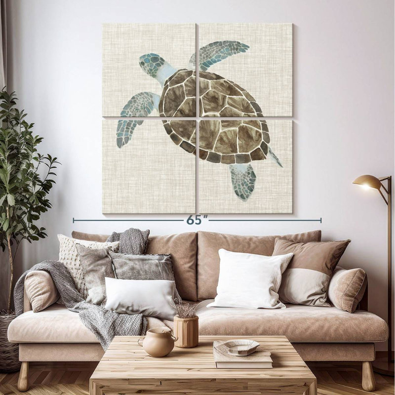 Tortue de mer en lin Brampt I, H 50 po x l 50 po