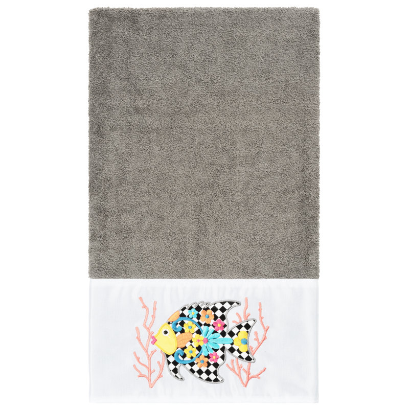 Serviette de bain en coton FELIZ, Gris foncé