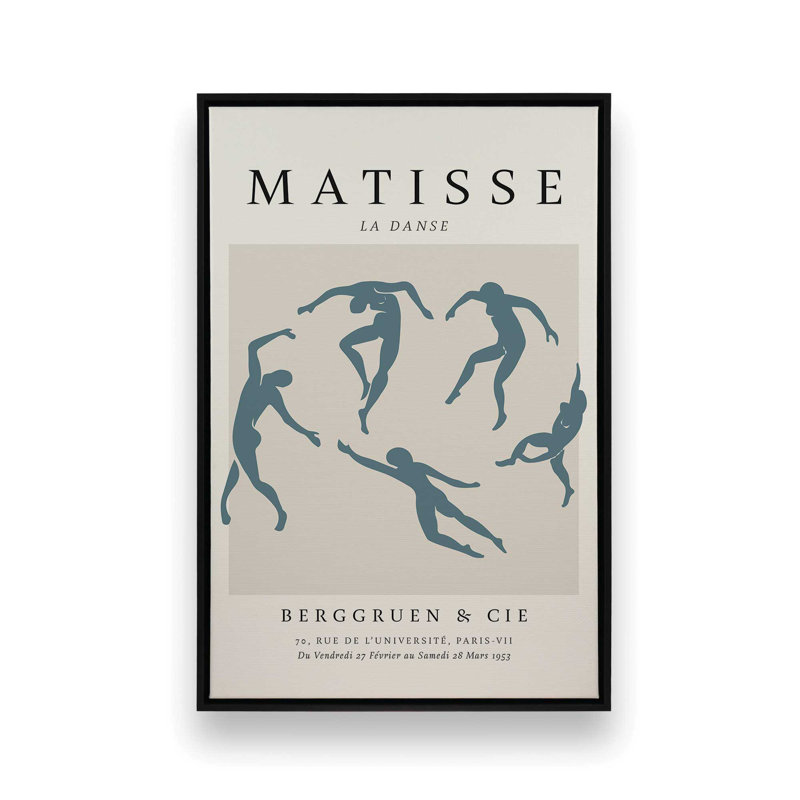 Matisse's La Danse en bleu minuit, H 36,75 po x l 24,75 po x P 1,75 po, Cadre flottant noir satiné