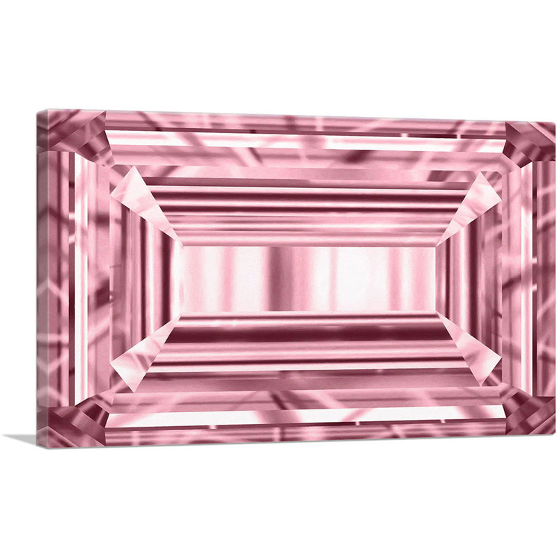 «Pink Emerald Cut Diamond Jewel», reproduction d'impression sur toile tendue, H 18 po x l 26 po x P 0,75 po