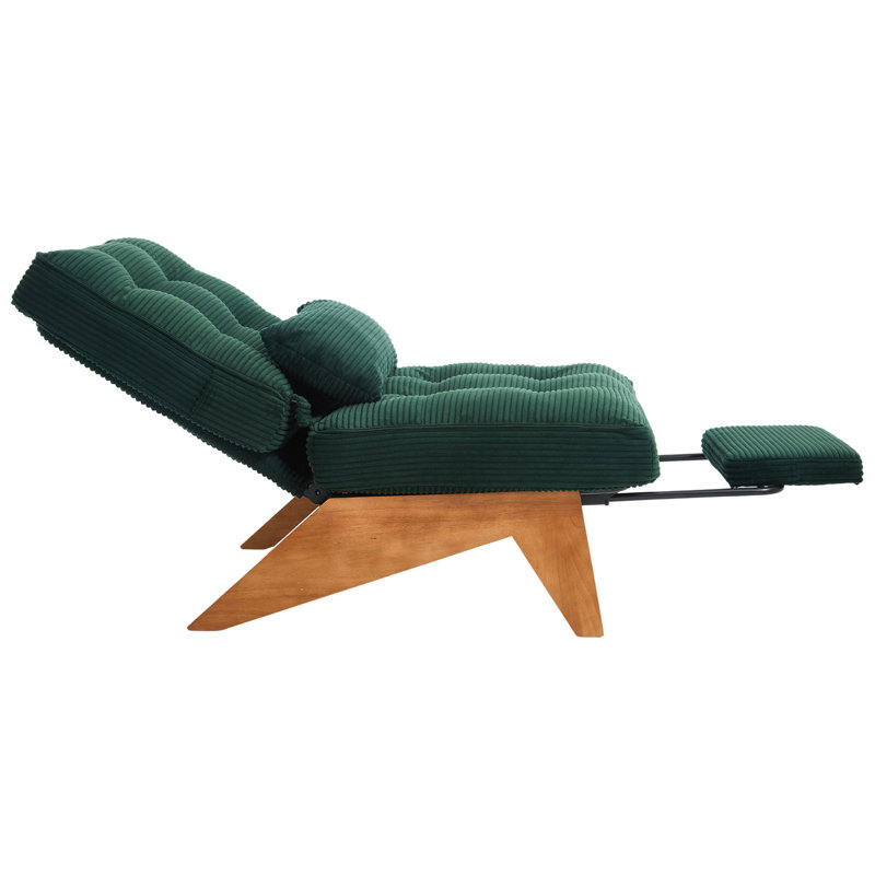 Adjustable Backrest Accent Chair with Integrated Foldable Ottoman, Corduroy Upholstered Indoor Lounge Recliner Chair for Living Room Bedroom