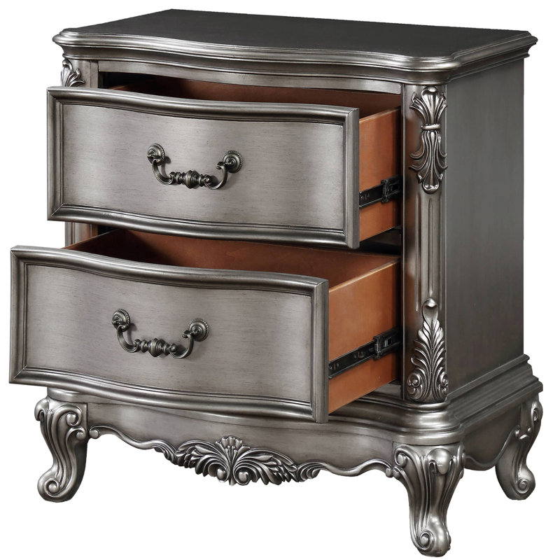 Antique Platinum 2-drawer Nightstand