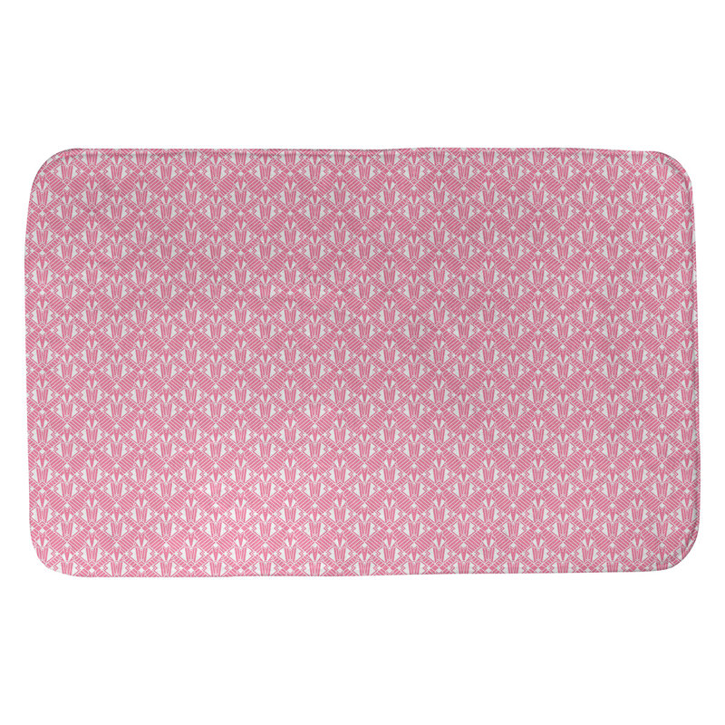 Tapis de salle de bain déco Leffel, l 21 po x L 34 po, Rose / blanc