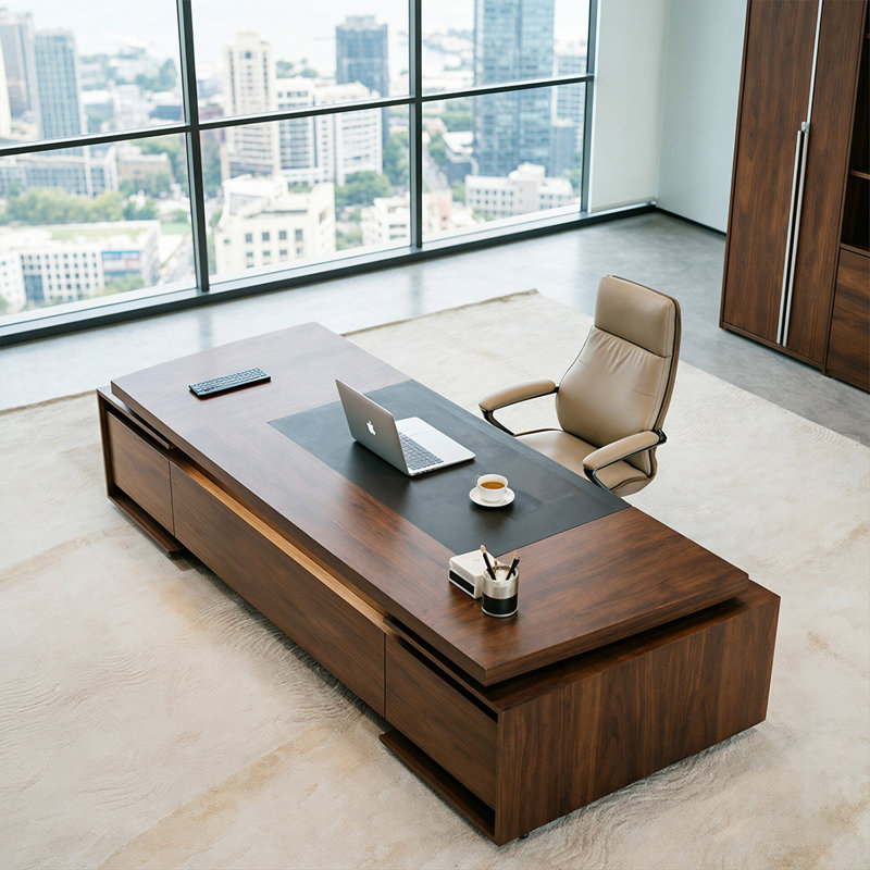 Bureau de direction rectangulaire haut de gamme en bois massif de style chinois 110,24 "