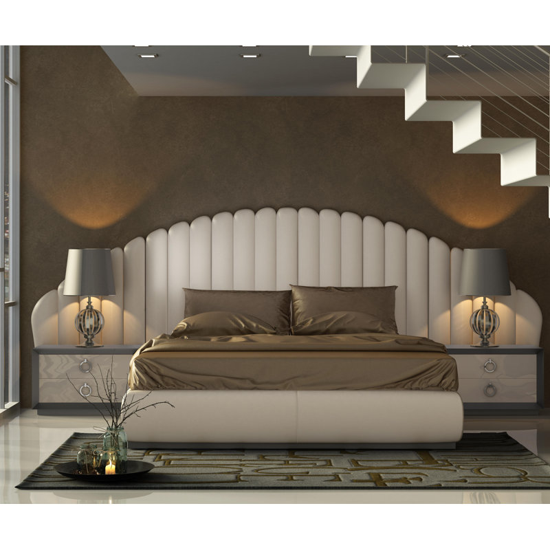 Klass Upholstered Standard Bed, Queen, White