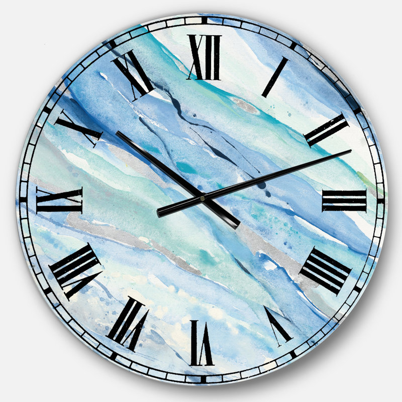Blue Silver Spring I - Horloge murale moderne, Moyen