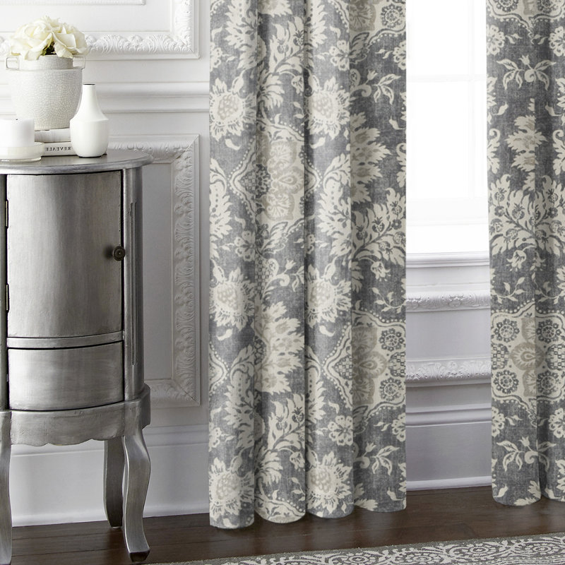 Indali 100% Cotton Floral Room Darkening Rod Pocket Curtain Panels, 50" W x 108" L