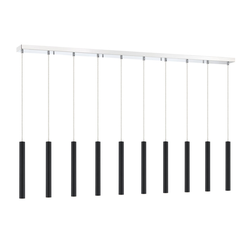 Luminaire suspendu linéaire à 10 lumières pour îlot de cuisine Bowning, Noir mat