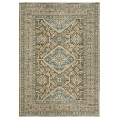 Tapis brun / bleu Graicyn Global Traditonal