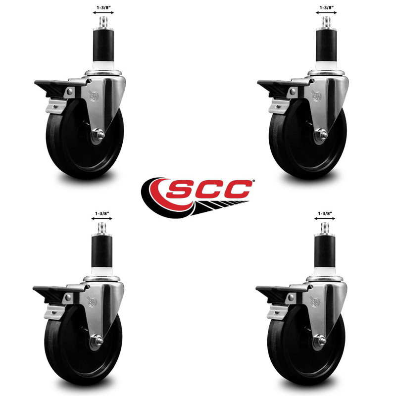 Ensemble de roulettes extensibles pivotantes Phœnol 1-3 / 8 pouces avec frein SCC