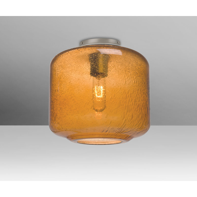 Plafonnier encastré cylindrique simple 9,5 po Spero, Ambre, Nickel satiné