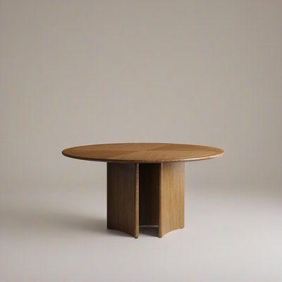 59.05"w Round Wooden Dining Table Modern Mid-century Style