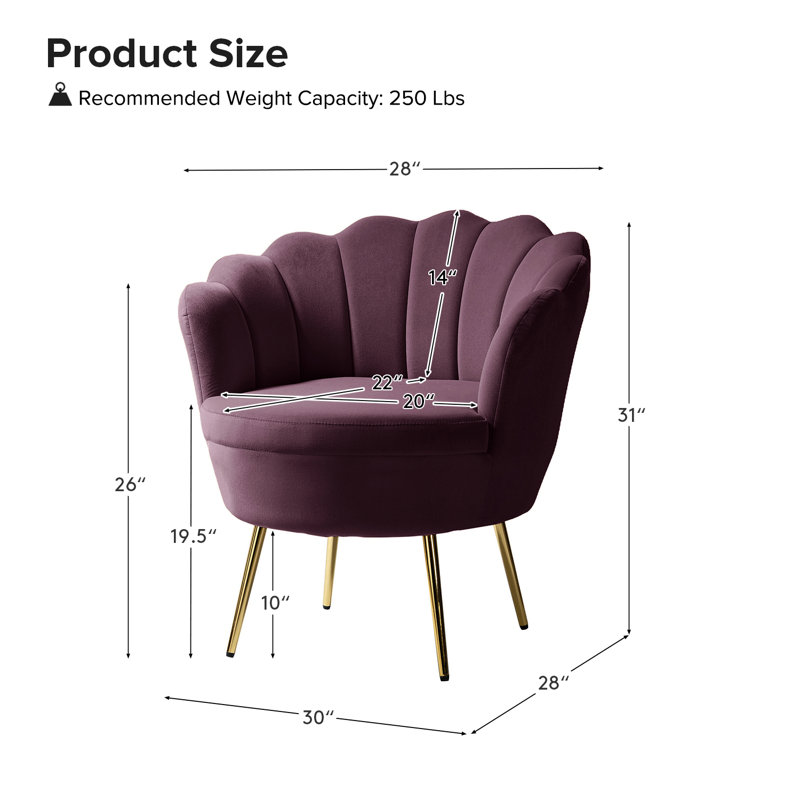Fauteuil demi-tonneau Hendrix, Velours mauve
