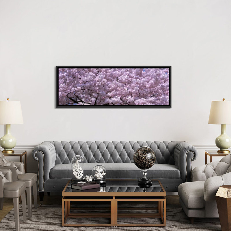 Panoramique washington, d. c, fermeture de cerises, reproduction de photo sur toile, H 20 po x l 60 po x P 1,5 po, Cadre noir