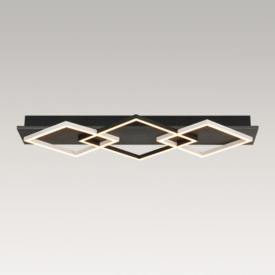 3-light Rectangle Dimmable Led Flush Mount