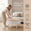 Table basse ronde avec rangement, plateau relevable, décor sculpté blanc, table décorative en bois robuste, style champêtre moderne bohémien