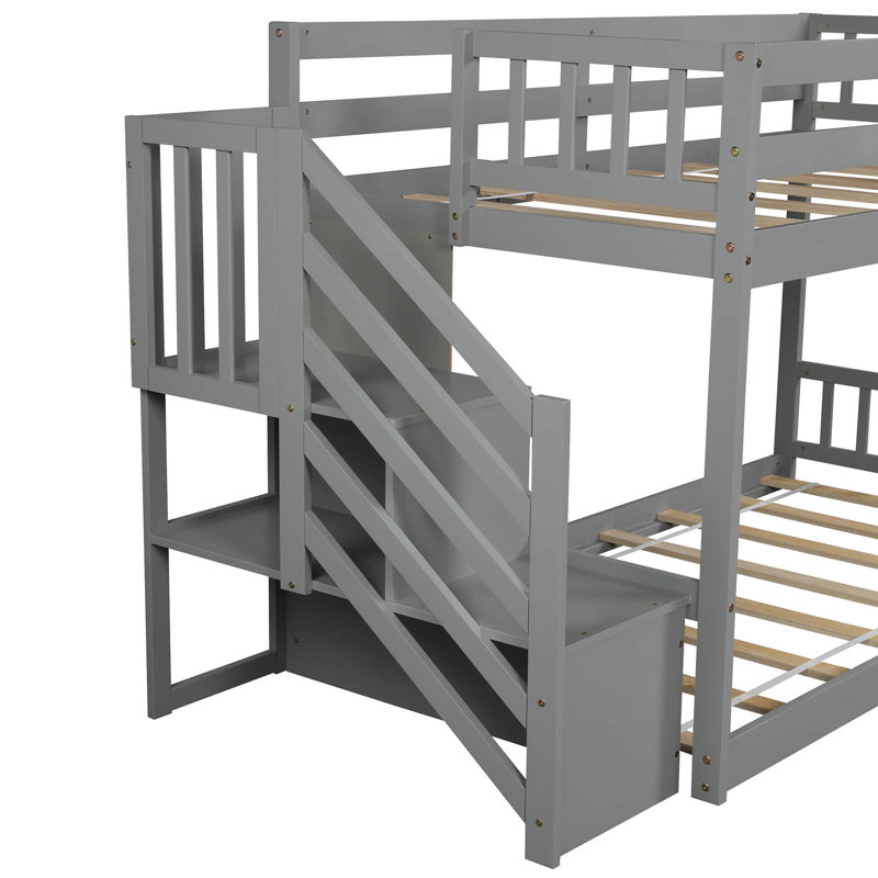 Wiston Kids Twin Over Full Bunk Bed, Gray
