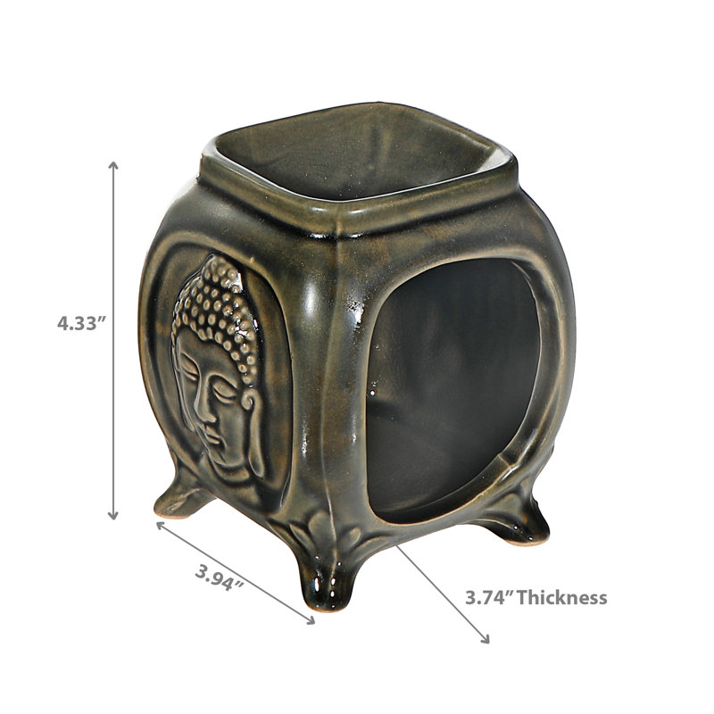 Visage de bouddha brûleur à mazout, Bronze frotté à l'huile