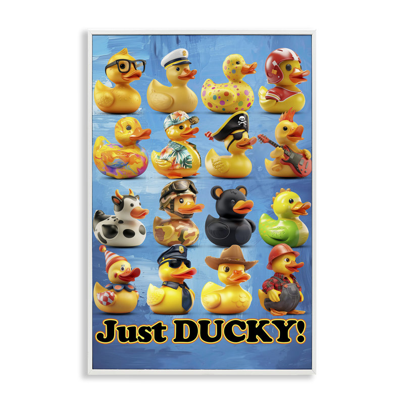 «Just Ducky» sur giclée encadrée en bleu, design par Jim Baldwin, H 30 po x l 20 po