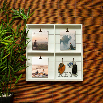 Wood Wall Organizer with Key Hooks