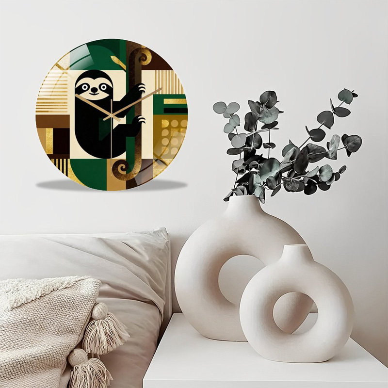 Horloge murale 12 po ronde en verre trempé avec mouvement à quartz silencieux, Doré
