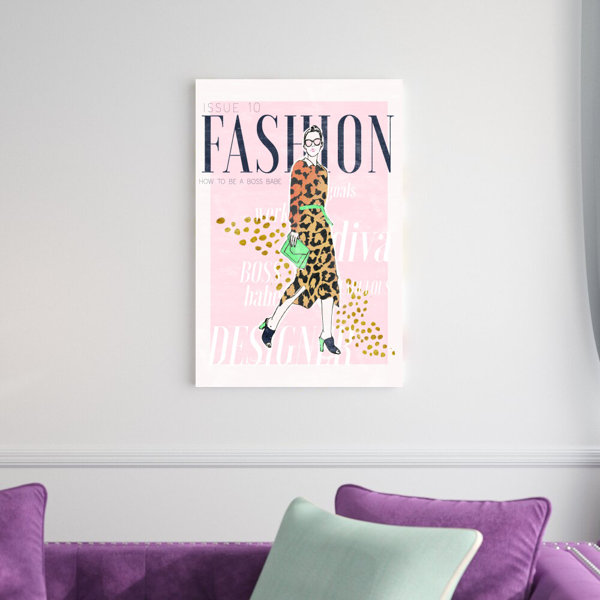 Wynwood Studio 'What's on My Mind Navy Custom' Fashion and Glam Wall Art Canvas Print - Blue, Gold, 16 inch x 24 inch, Size: 16 x 24