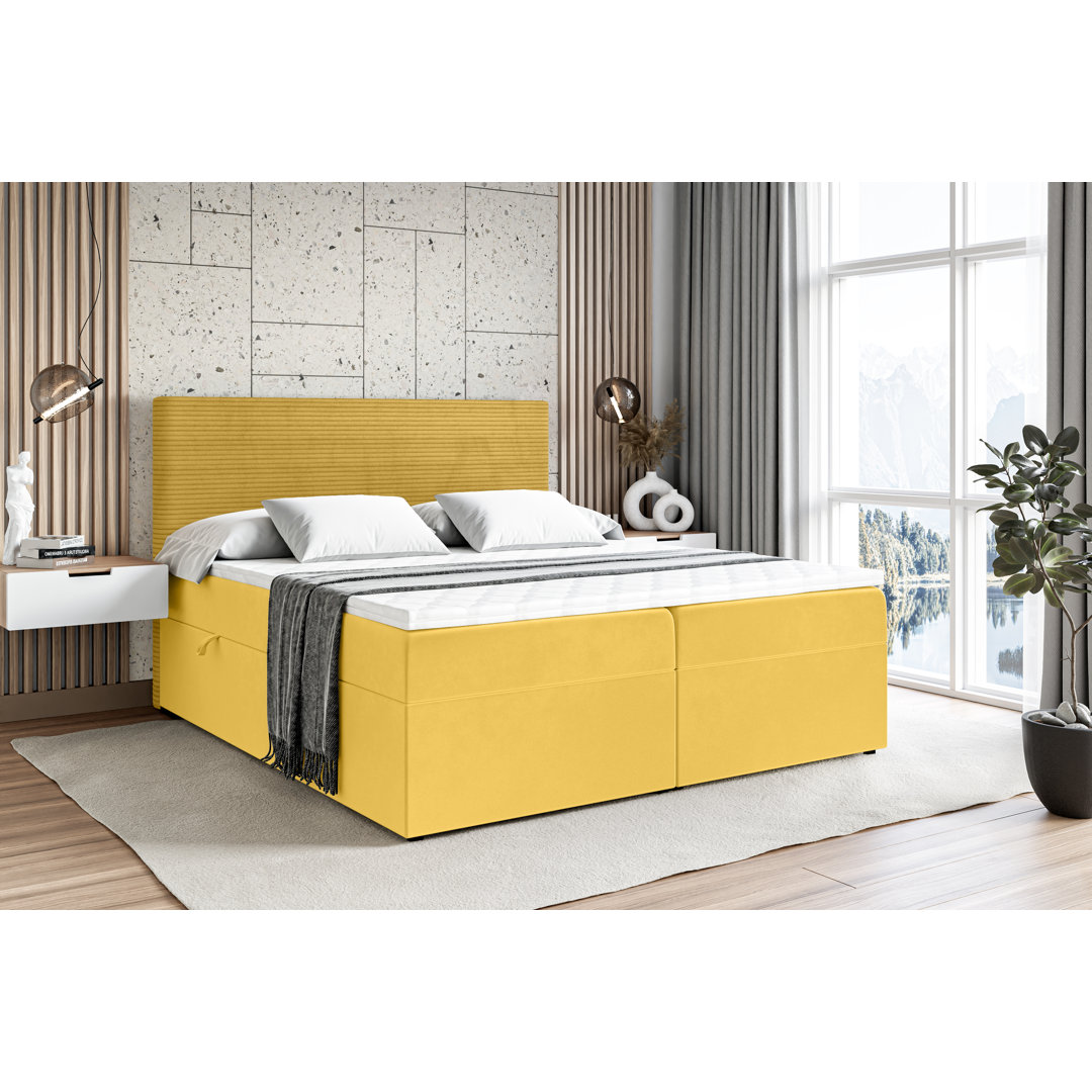 Boxspringbett mit bettkasten und Topper