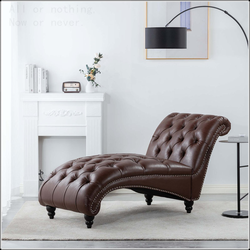 Chaise longue sans accoudoirs touffetée, Marron foncé