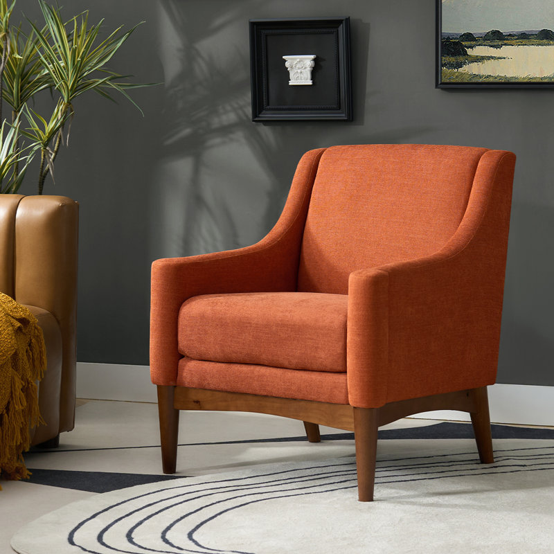 Fauteuil Arshanti avec pieds en bois massif, Orange
