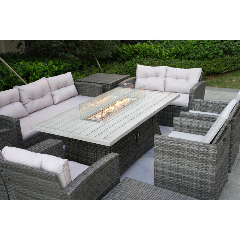 Alseepa 9 - Person Patio Conversation Set with Cushions