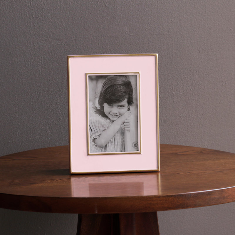 Encanto Matted Rectangle Picture Frame, Camellia/Gold Trim, 4" x 6"